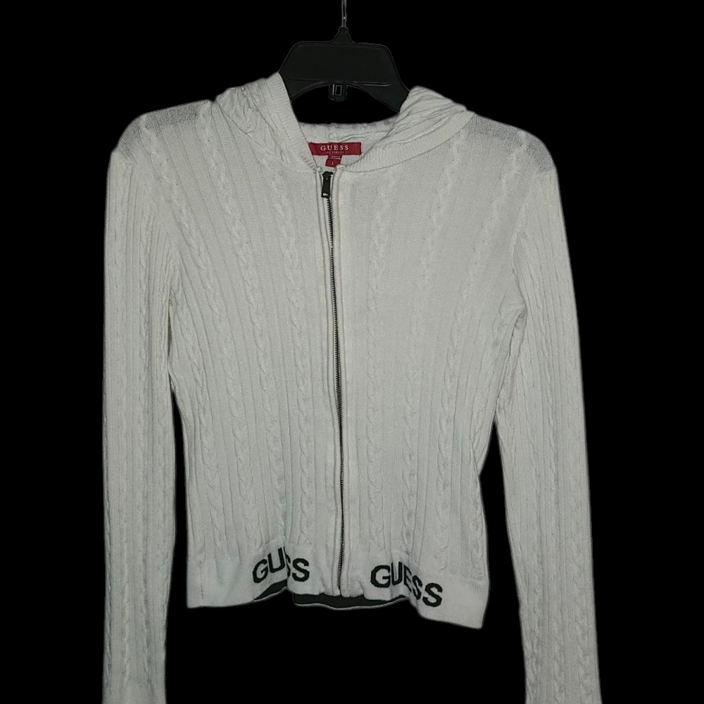 GUESS Black and Ivory Sweater Hoodie